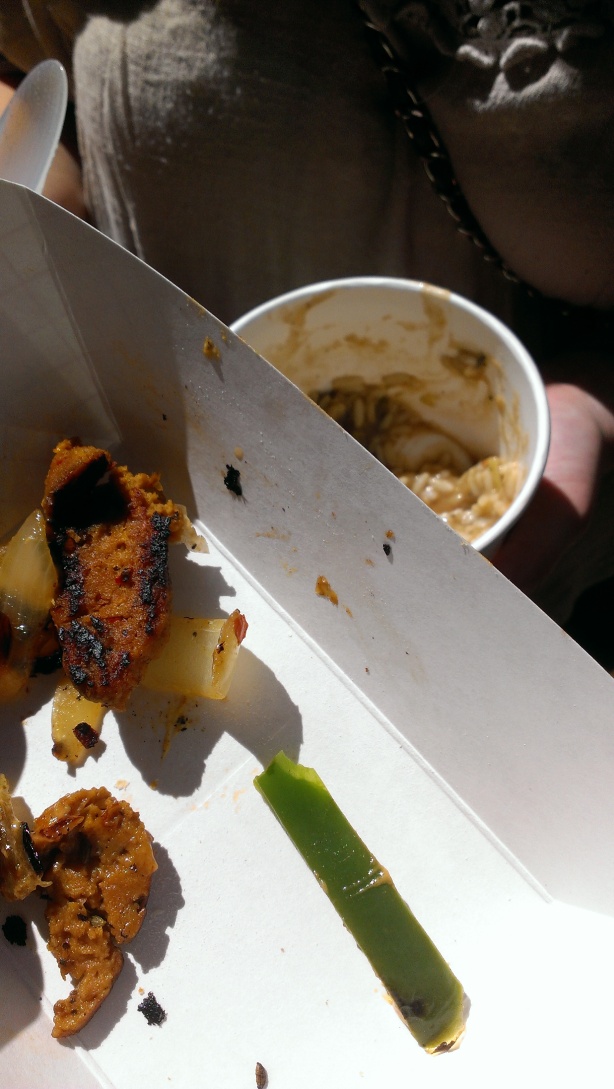 Our sausage & peppers and gumbo from Garden Truck, one of the great food vendors.  That didn't last long.